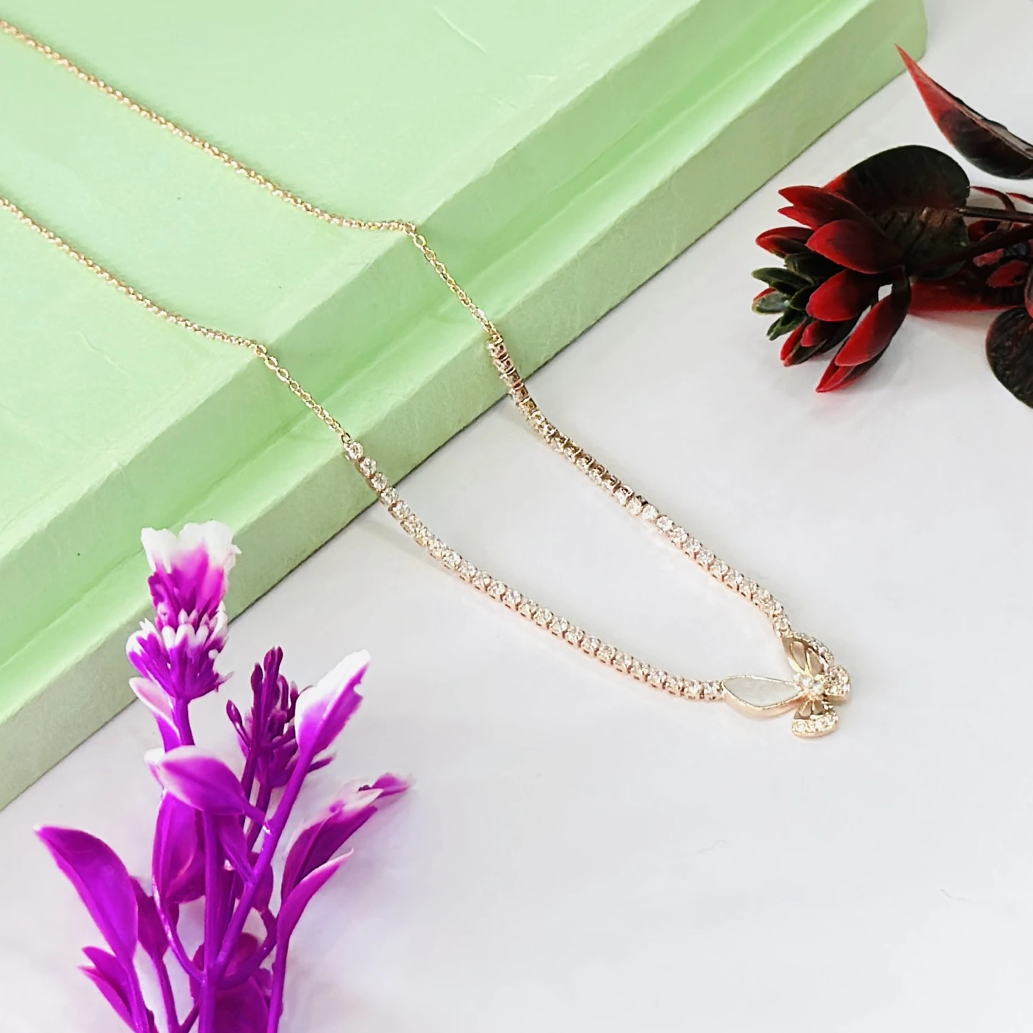 Gold plated tennis necklace