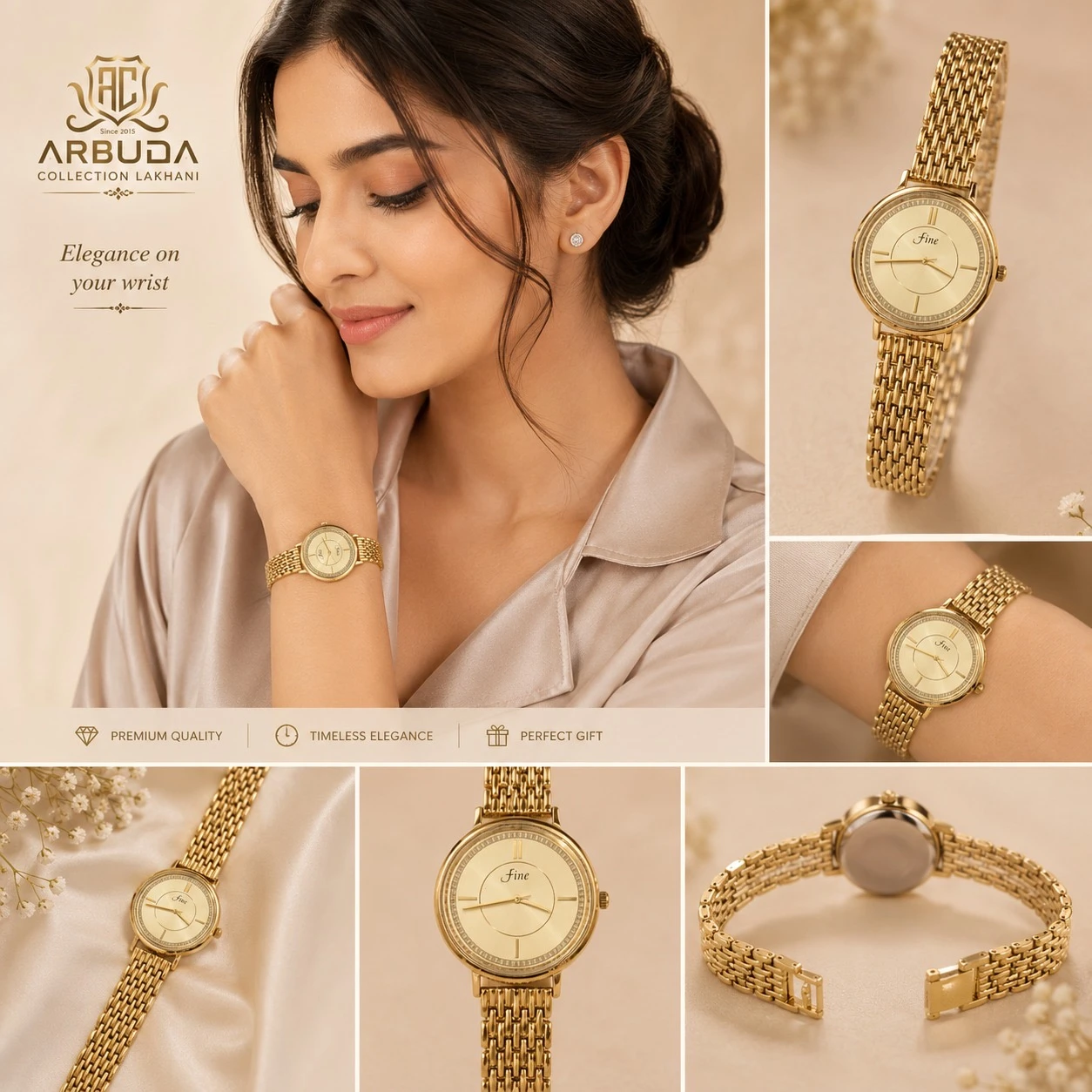 Gold plated quartz watch.