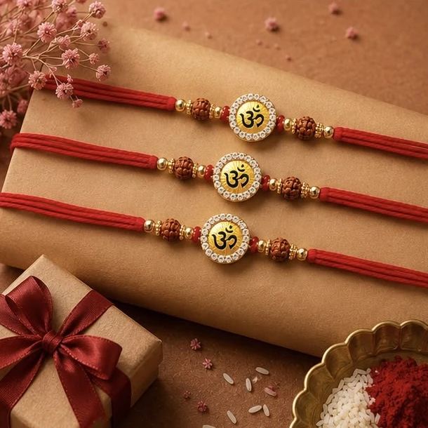 Premium Silver Om Rakhi
