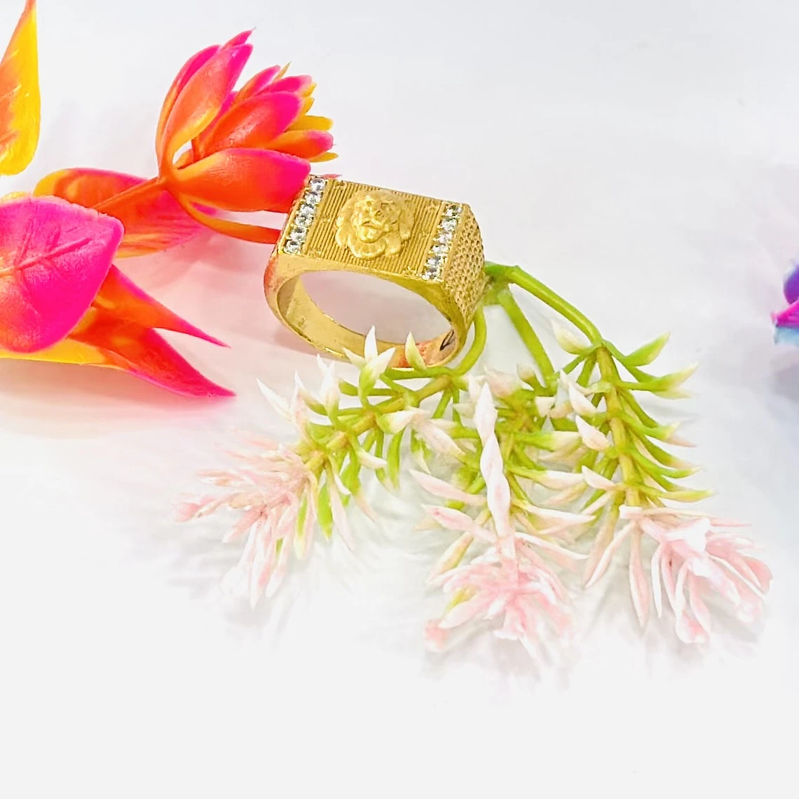 1gm Lion Face Gold plated ring for men