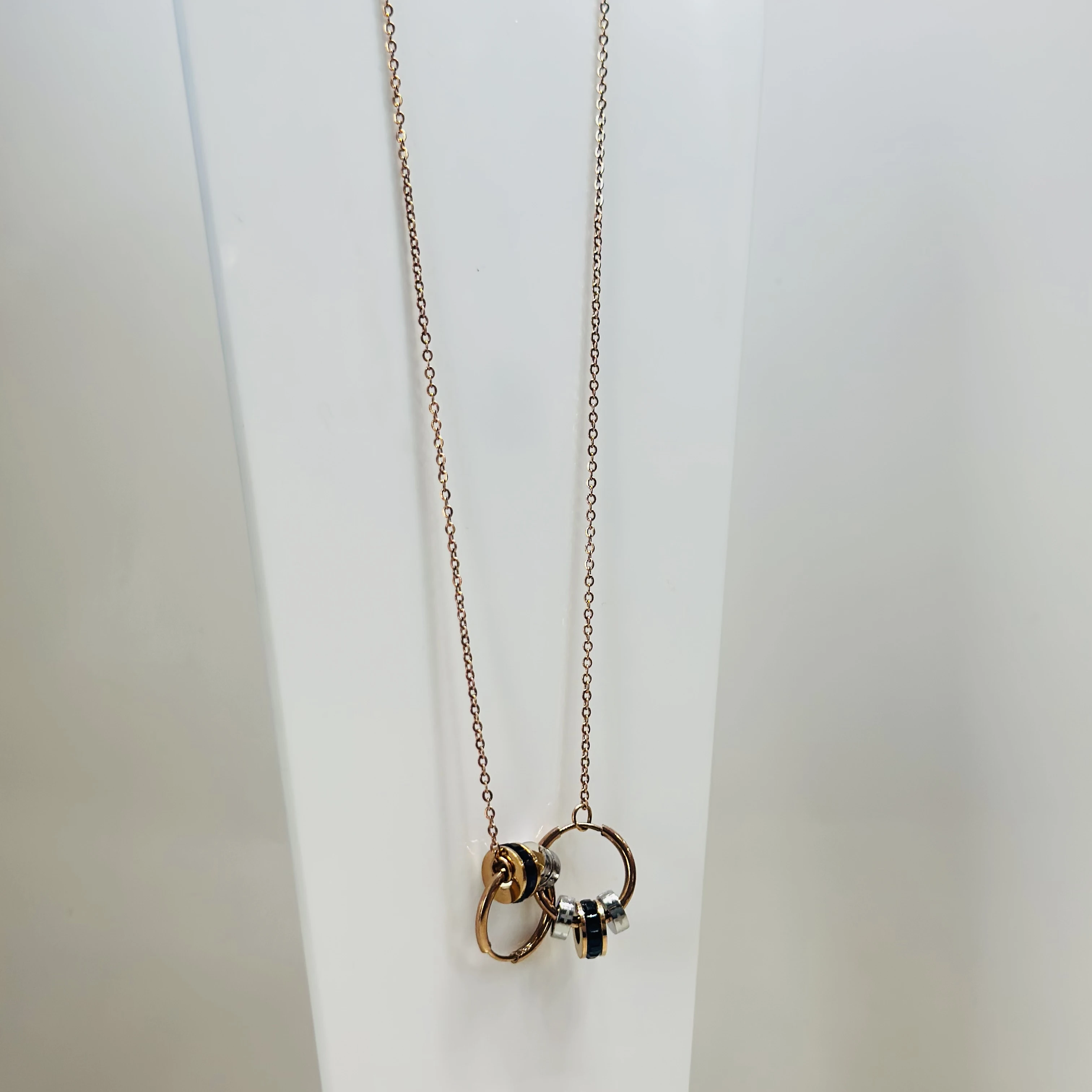 Delicate Rose Gold Toned Chain Neckpiece with Butterfly and Bead Droplets.