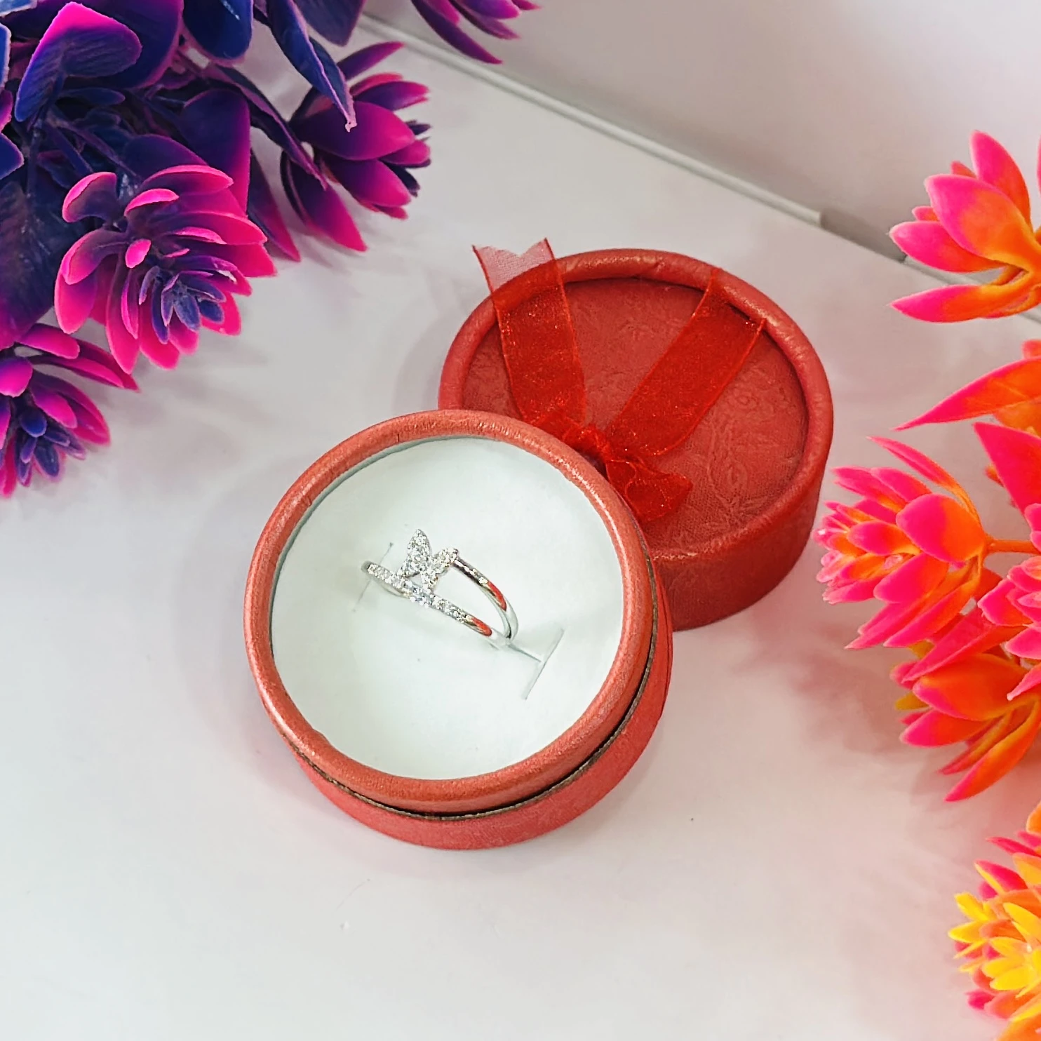 Sterling silver, cubic zirconia butterfly