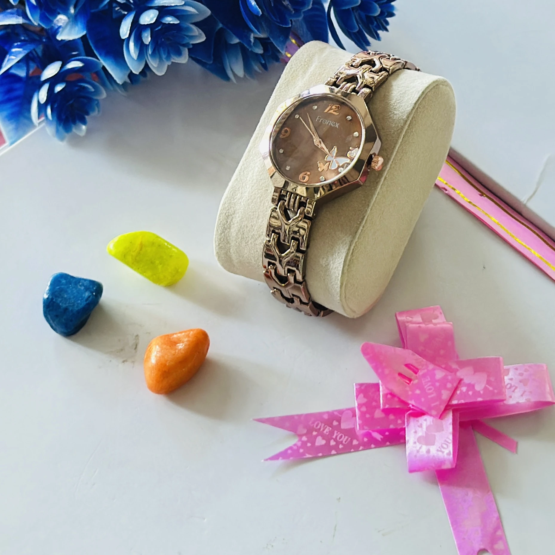 women's rose gold toned analog wrist watch