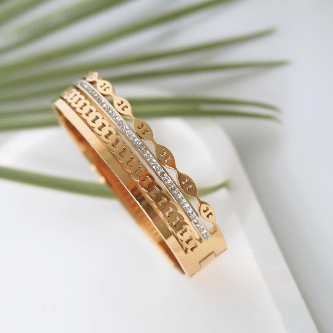 multi-band gold-plated cuff bracelet