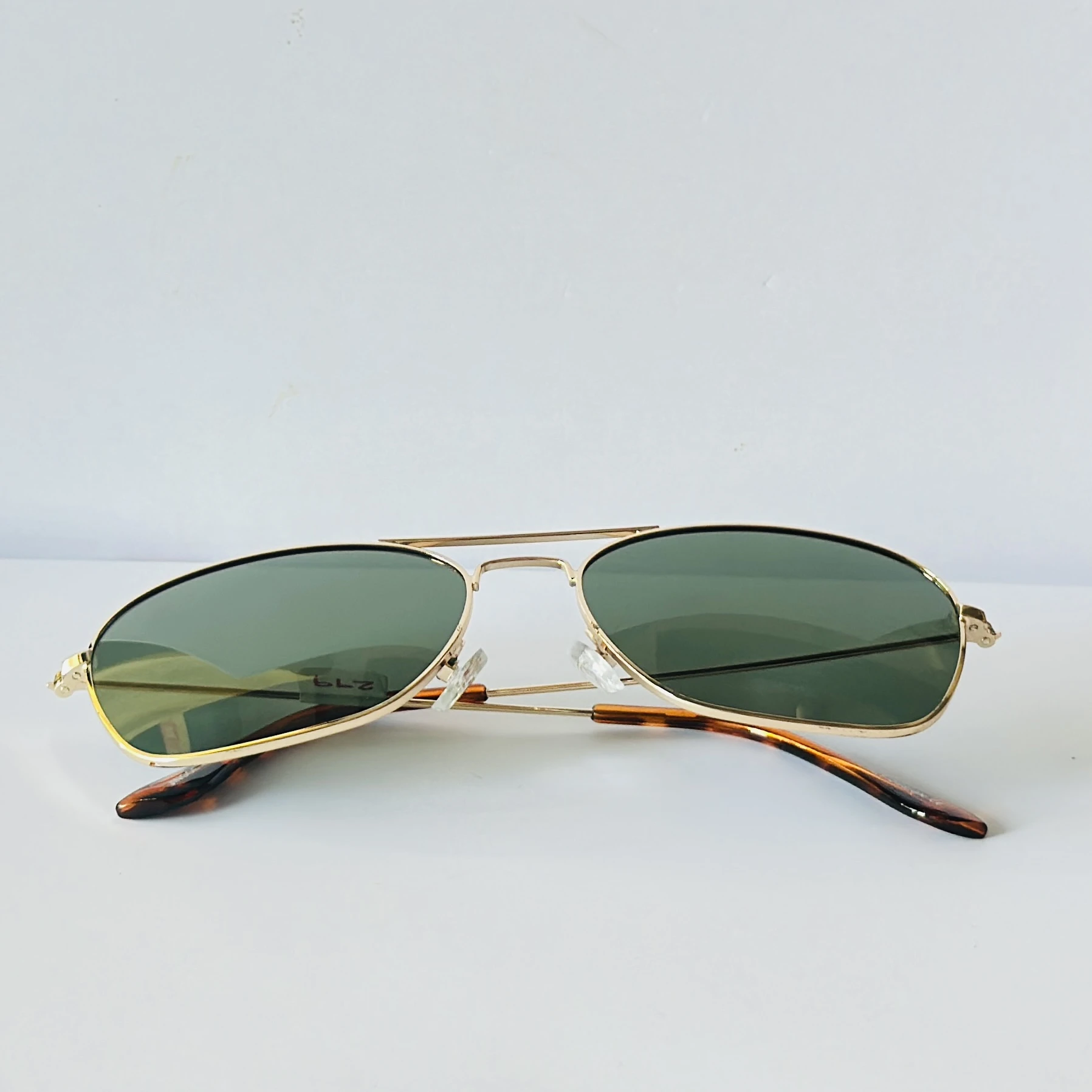 John Jacobs gold Aviator sunglasses with green lenses
