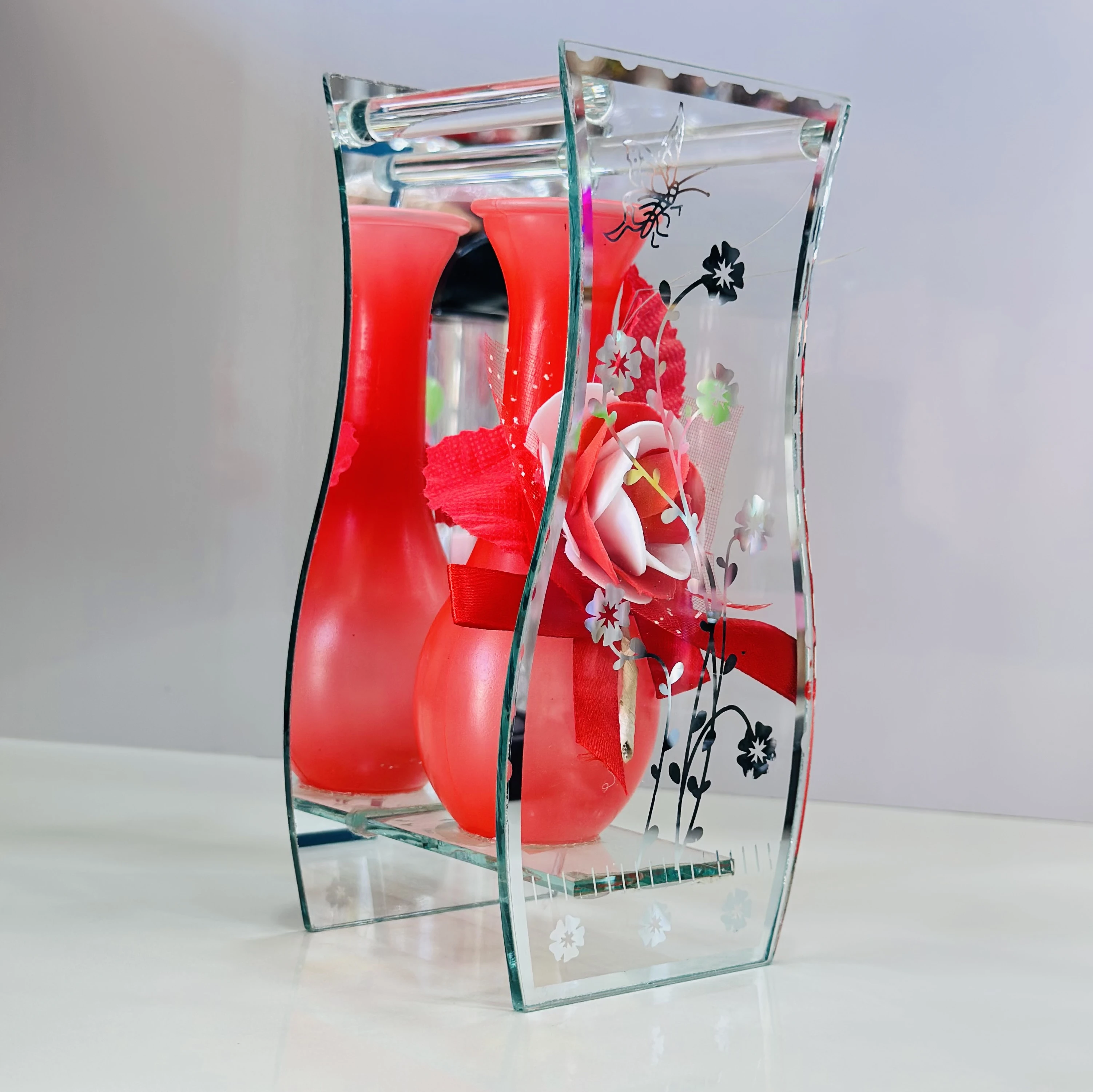 glass bud vase with striking fancy glam detail in blue(SKU-42KU2T)