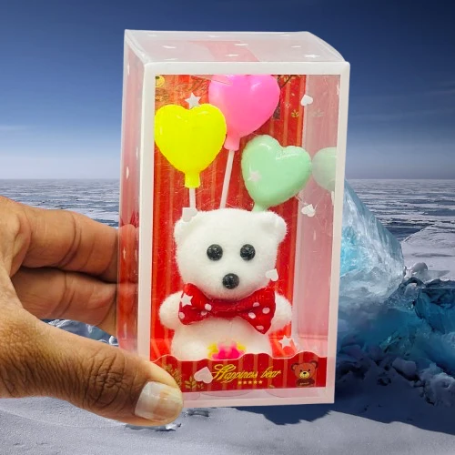 Decorative teddy bear gift set in a transparent box