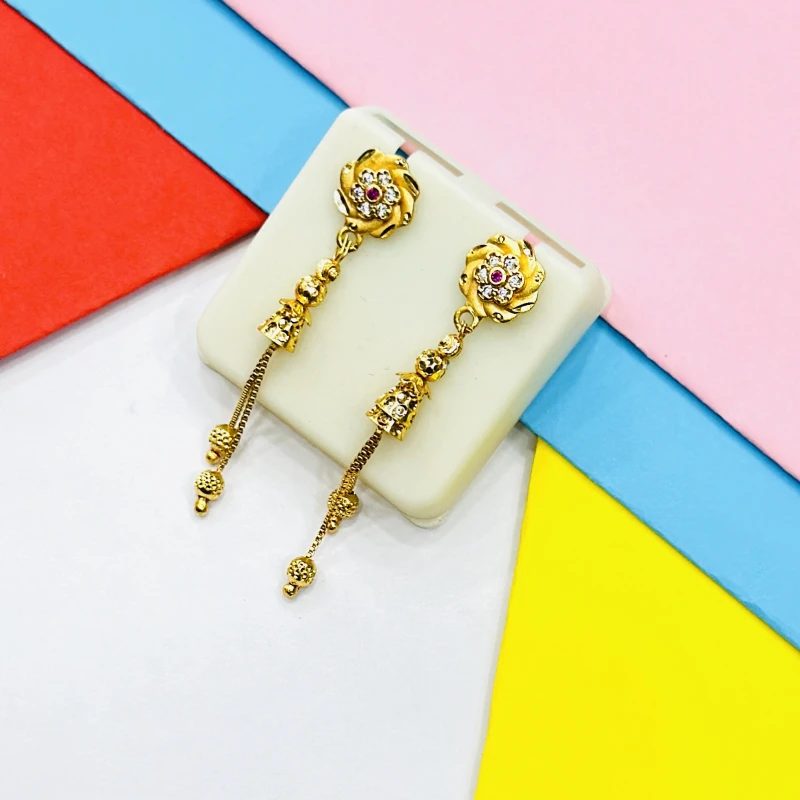 pair of gold-plated long drop and dangle earrings