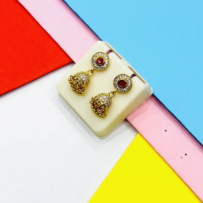 traditional gold-plated jhumka earrings
