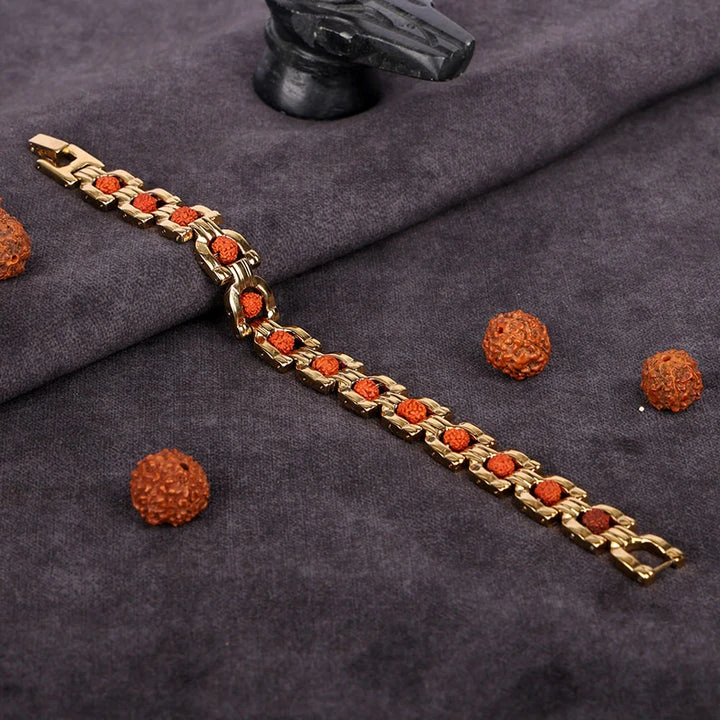 Gold plated Rudraksha bracelet