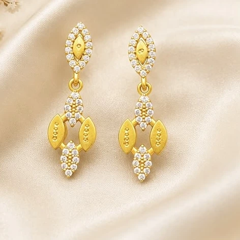 Gold plated brass drop earrings