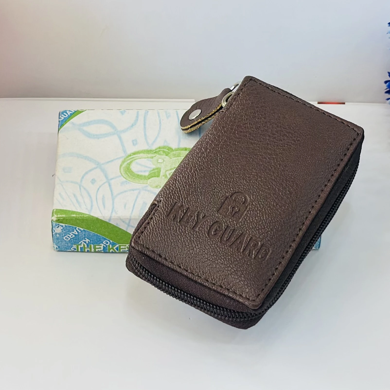 Brown leather "Keyguard" key pouch