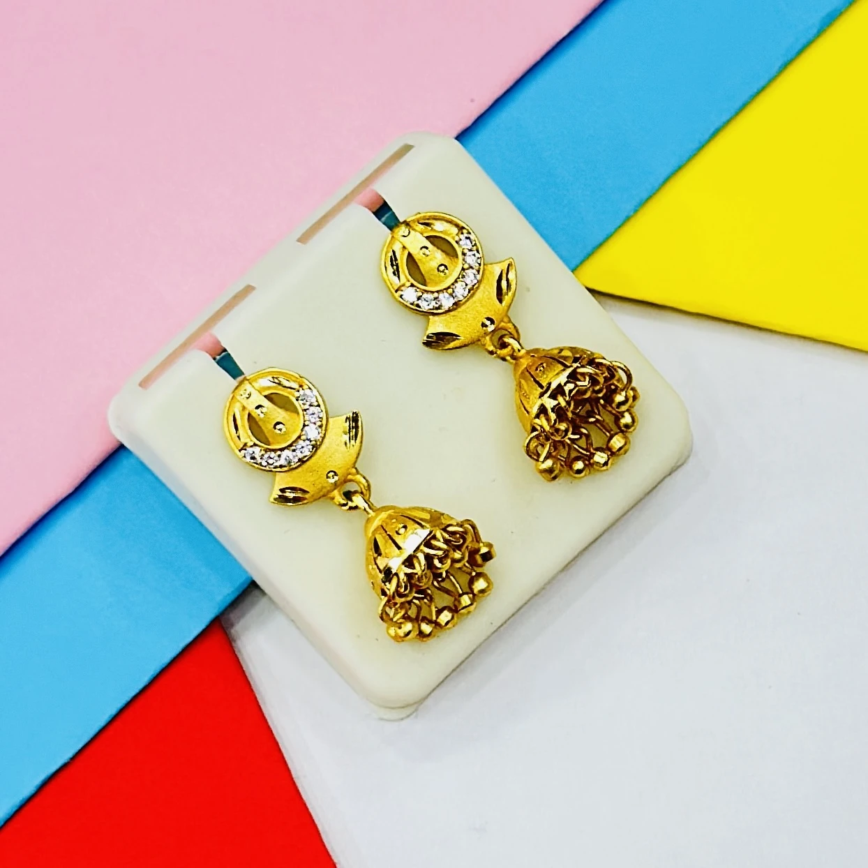 Gold -plated jhumka earrings