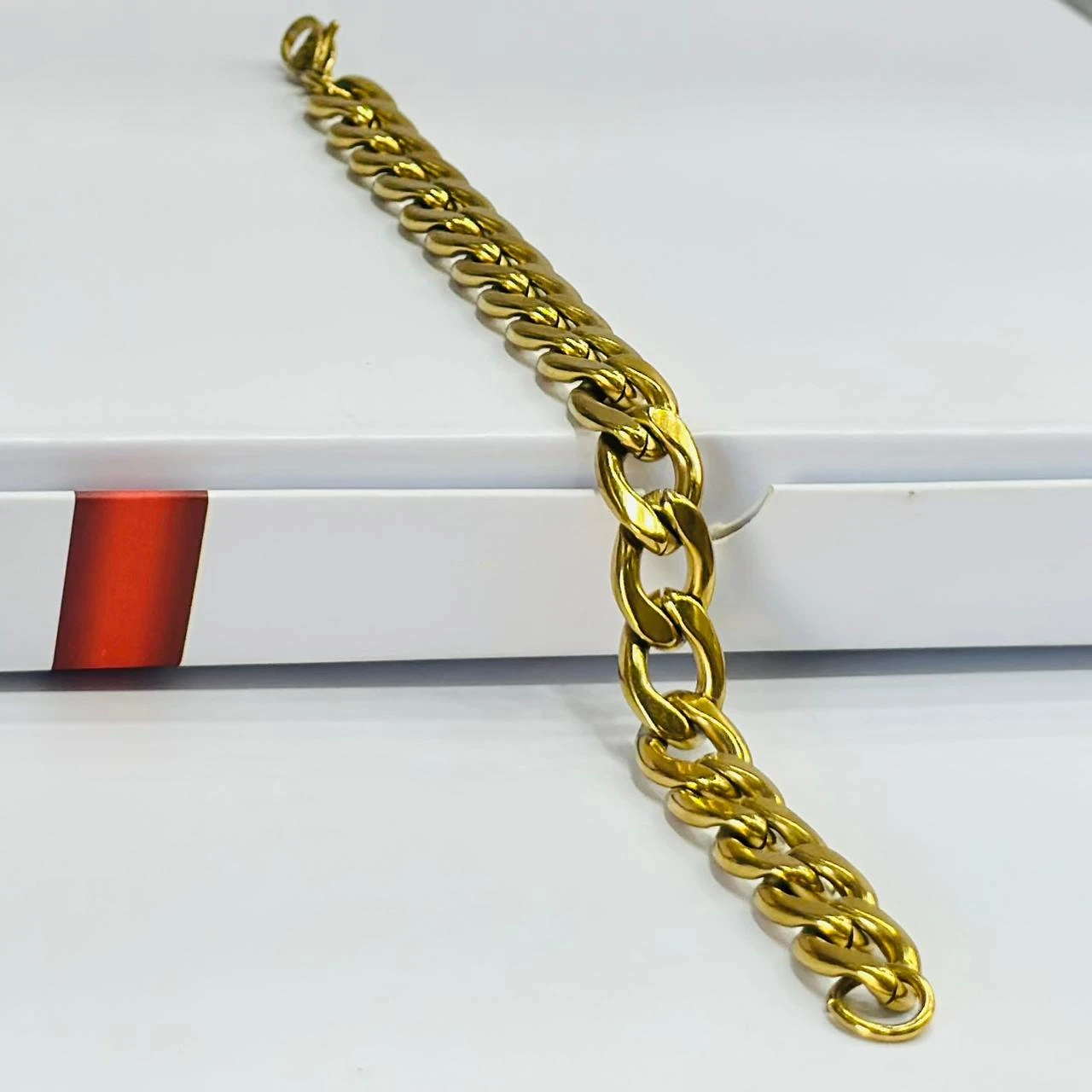 Stylish Design with Diamond Funky Design Gold Plated Bracelet for Men