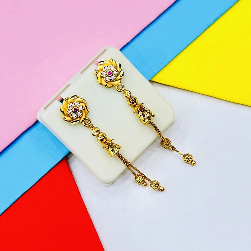 pair of gold-plated long drop and dangle earrings