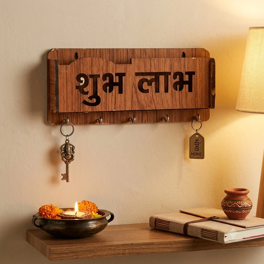 Wooden key holder for a wall(SKU-DON22J)