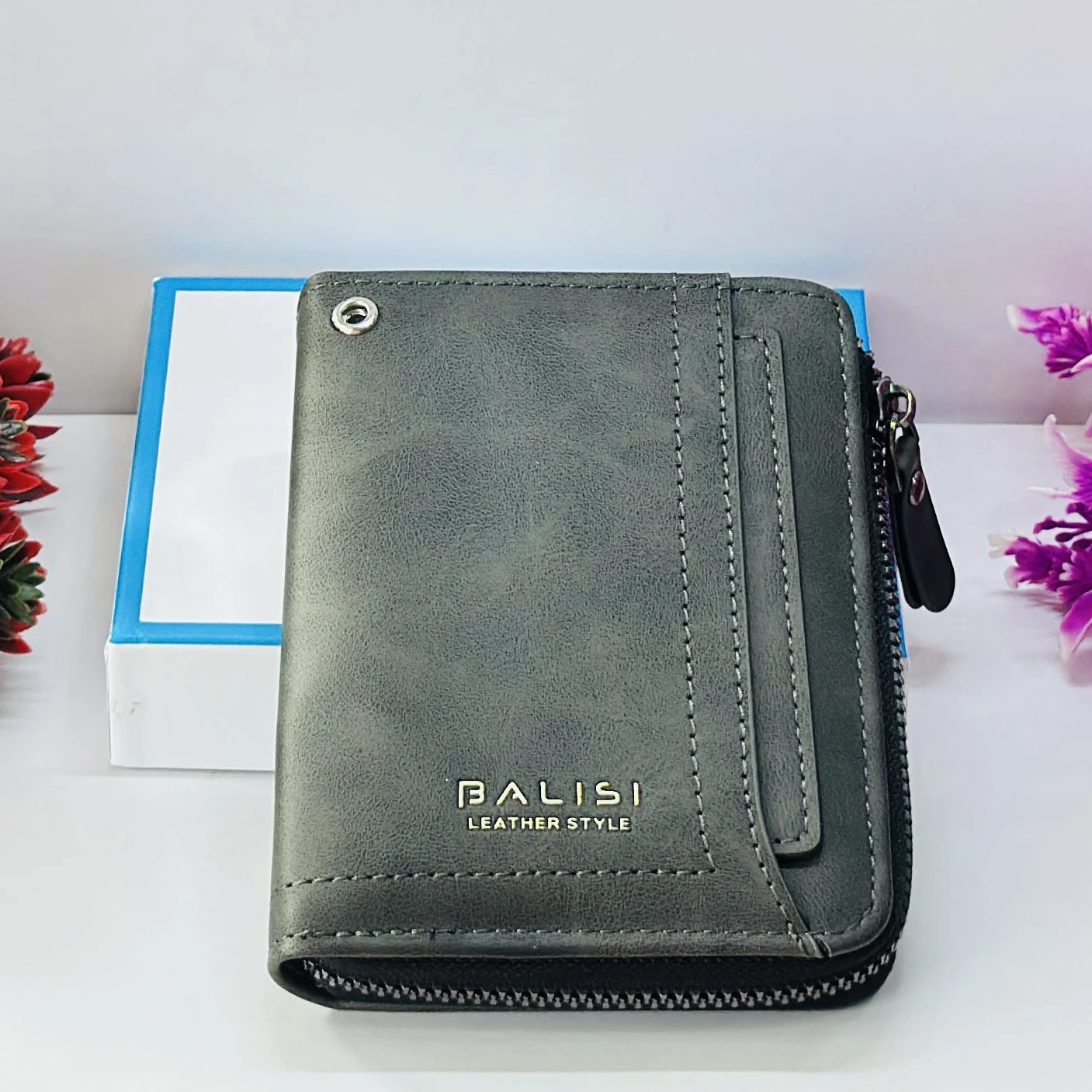 Grey "Balisi" leather-style men's wallet