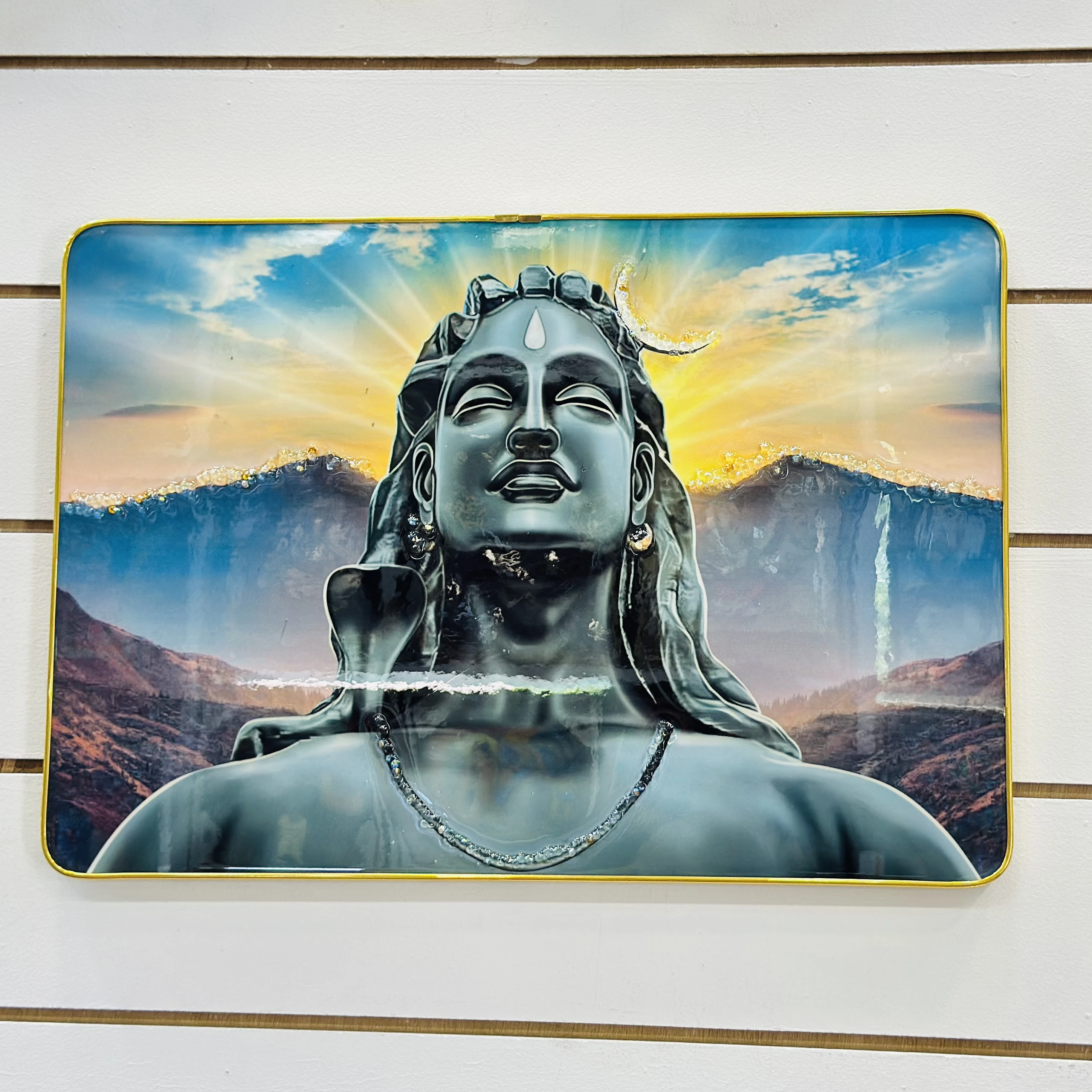 Wall painting of the Adiyogi Shiva statue. (SKU-HK5N1N))