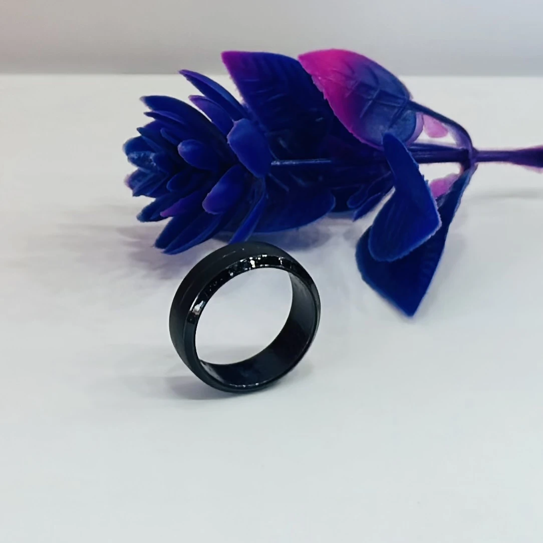 Black stainless steel ring with a square/geometric shape.