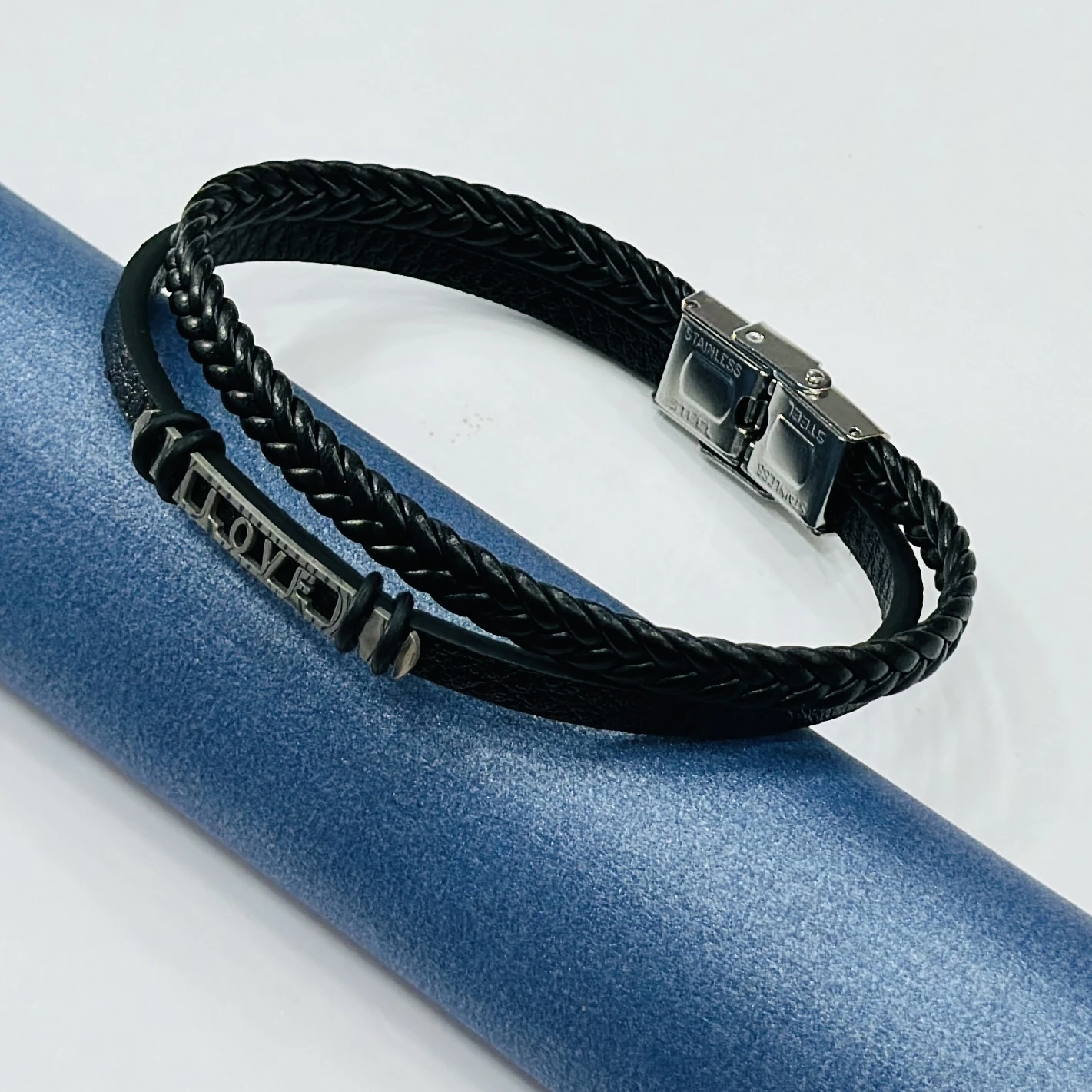 Men's Genuine Braided Leather Bracelet,
