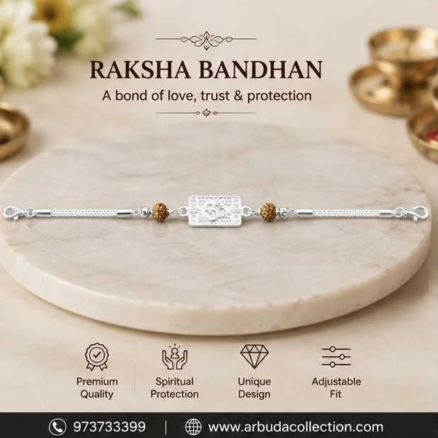 Silver Om Design Rakhi
