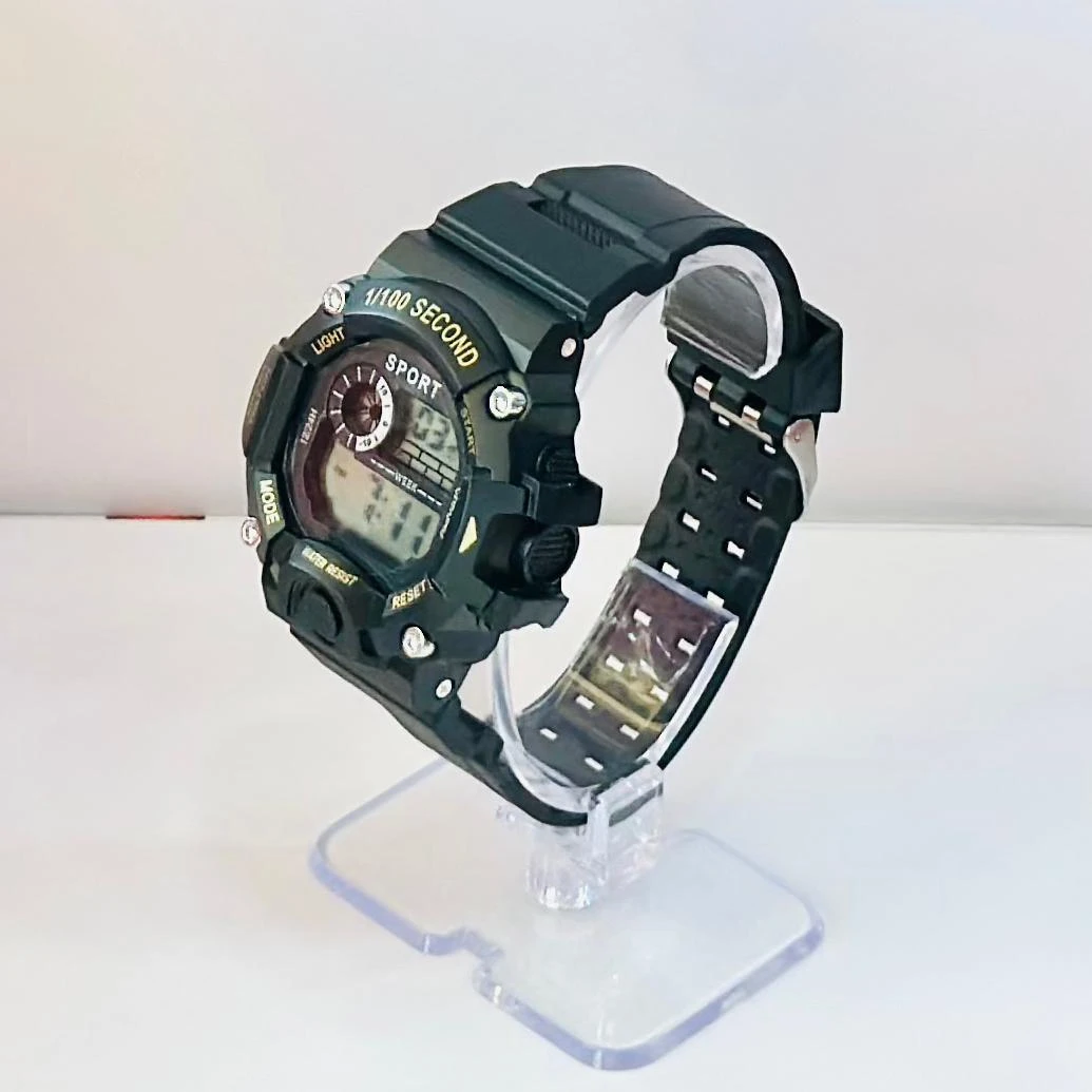 Black digital sports watch
