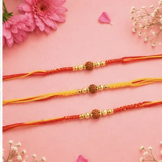 Indian Rakhis often featuring a central Rudraksha