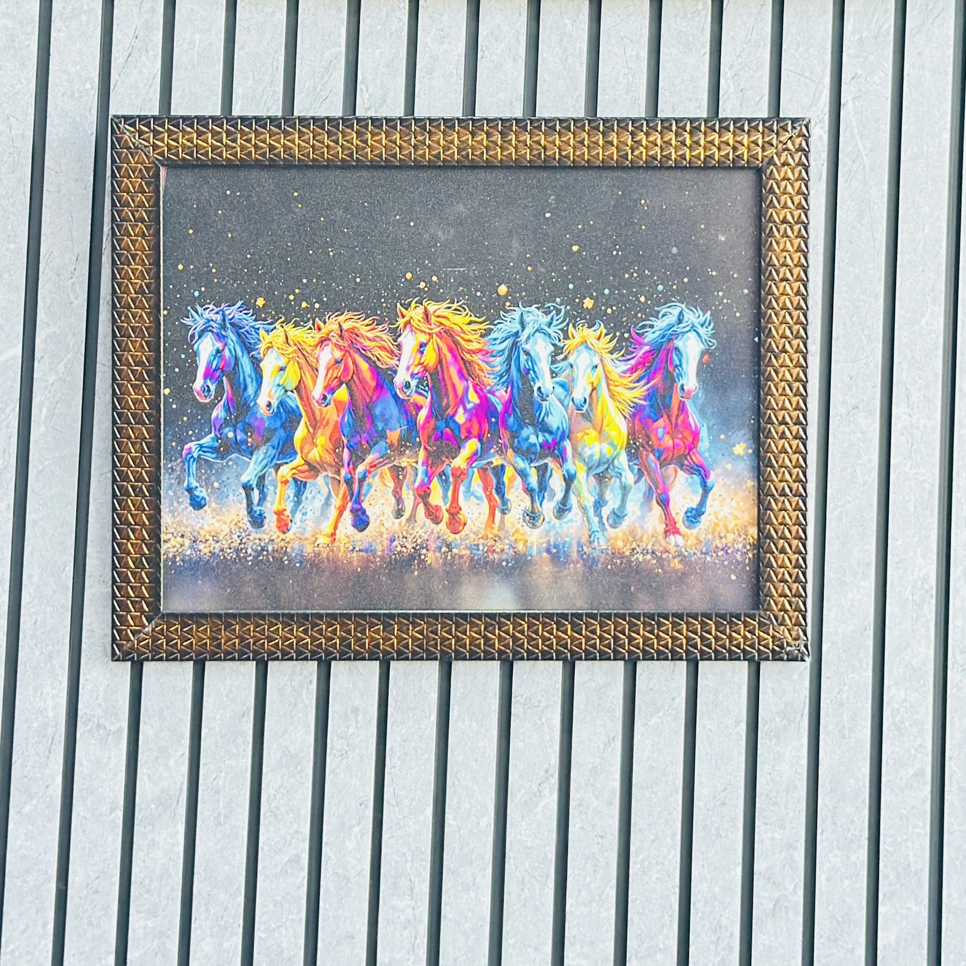 7 running horses painting…. FD1MBJ