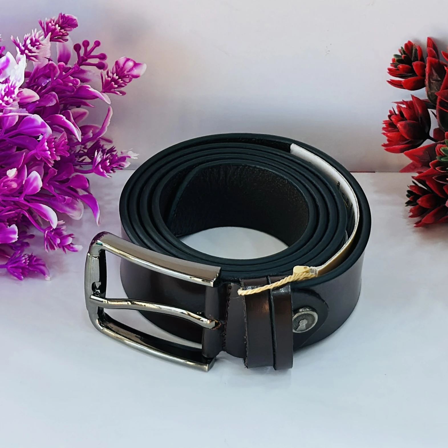 Men Textured Leather Reversible Formal Belt