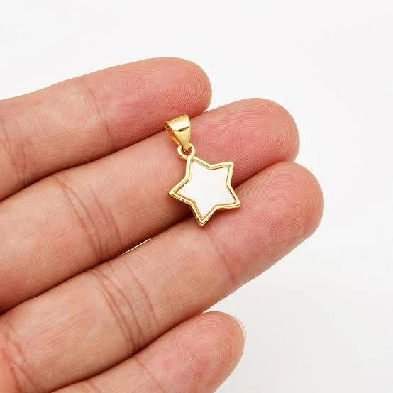 Gold plated shell-embossed star pendant necklace.