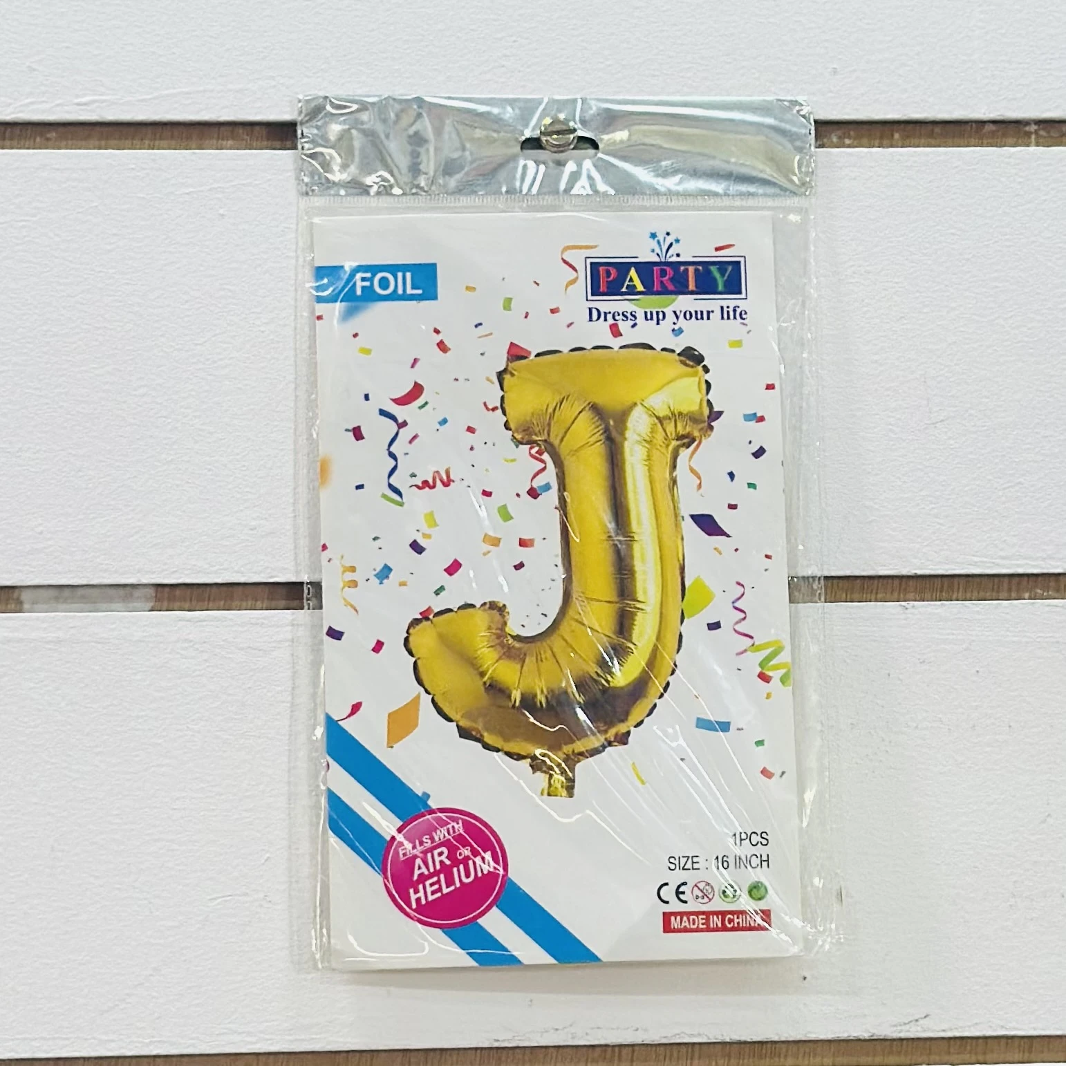 Gold foil letter "J" balloon