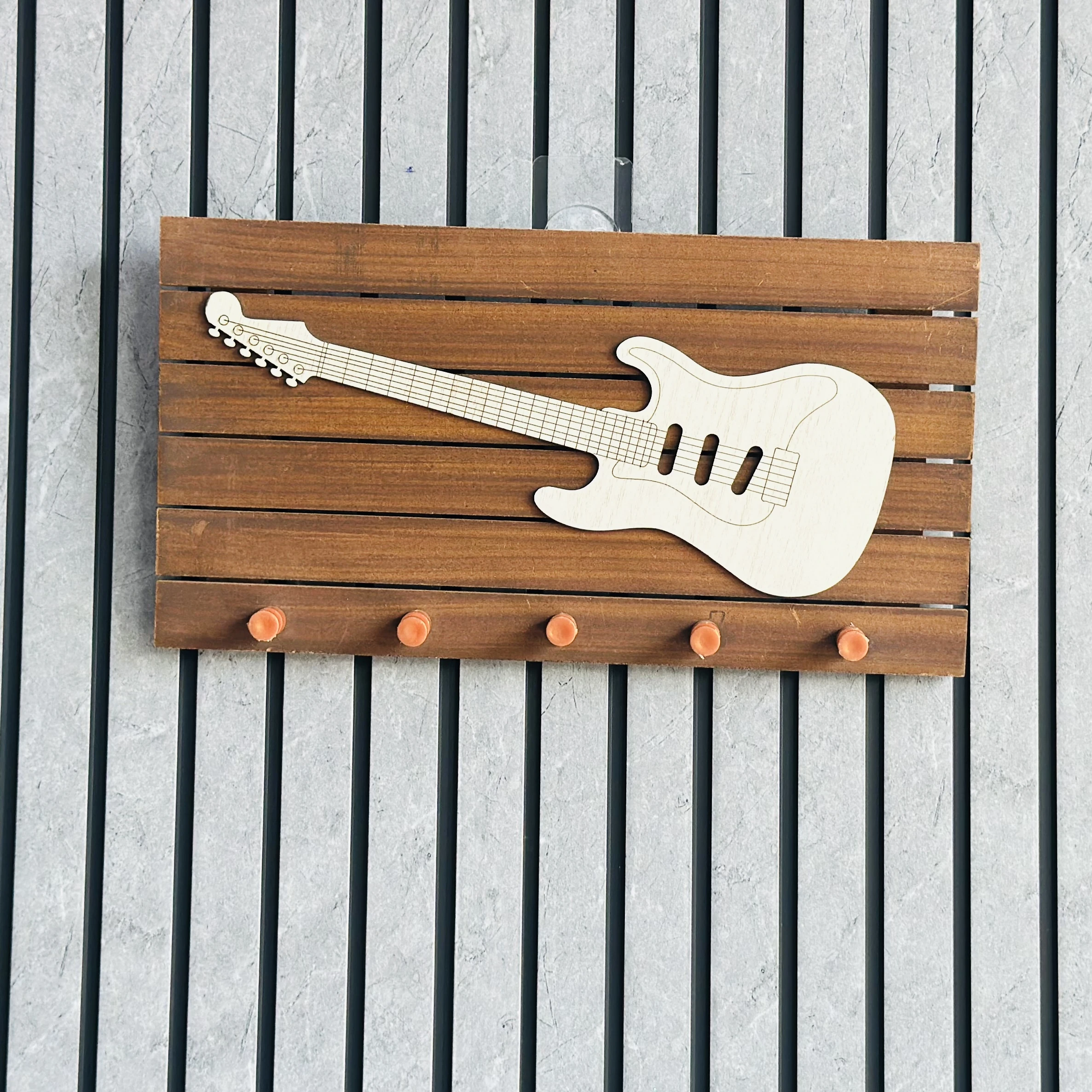 Wooden guitar-shaped key holder(SKU-BYPO9T)