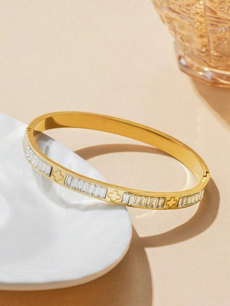 Gold toned stainless steel cuff bracelet
