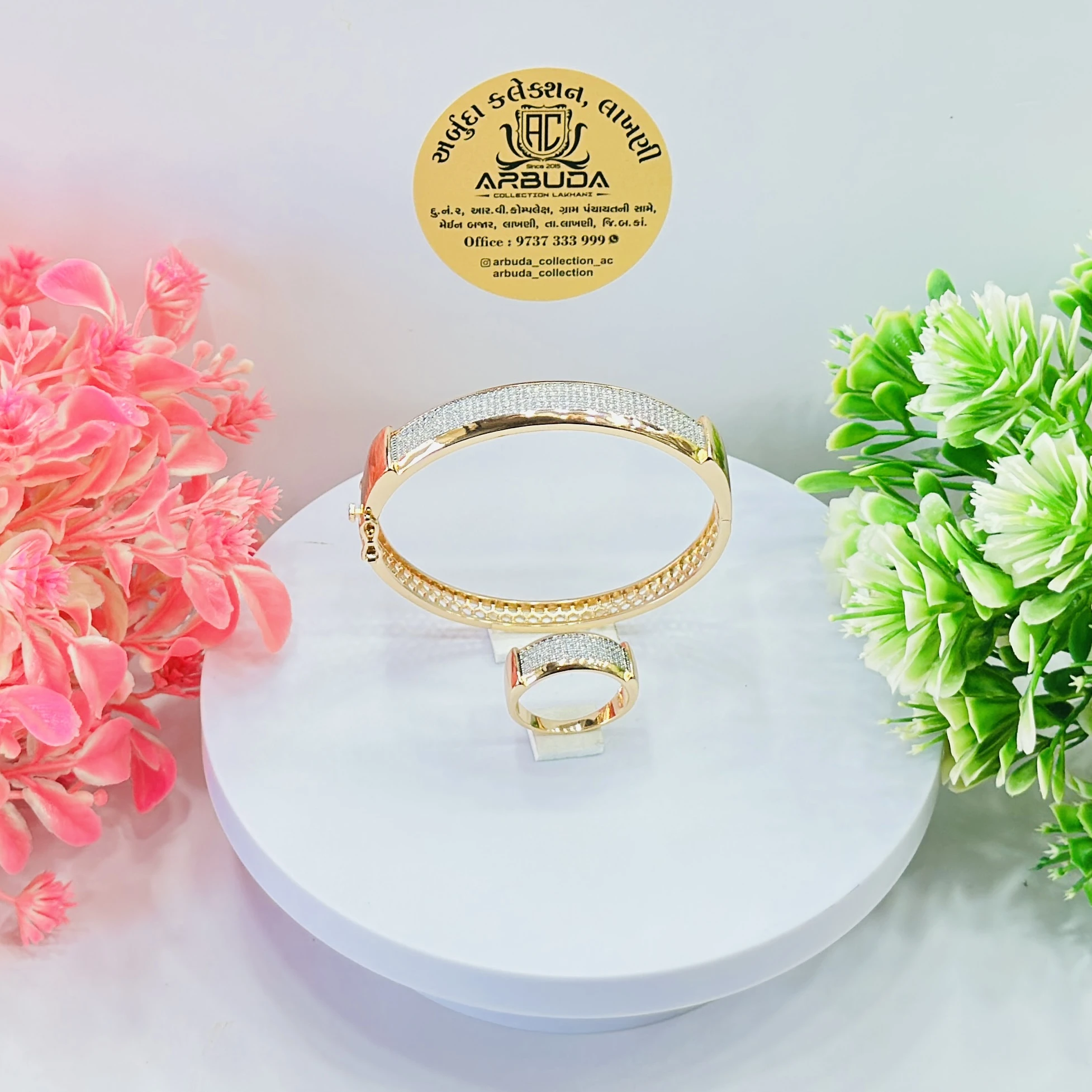 Gold toned  Kada and ring set