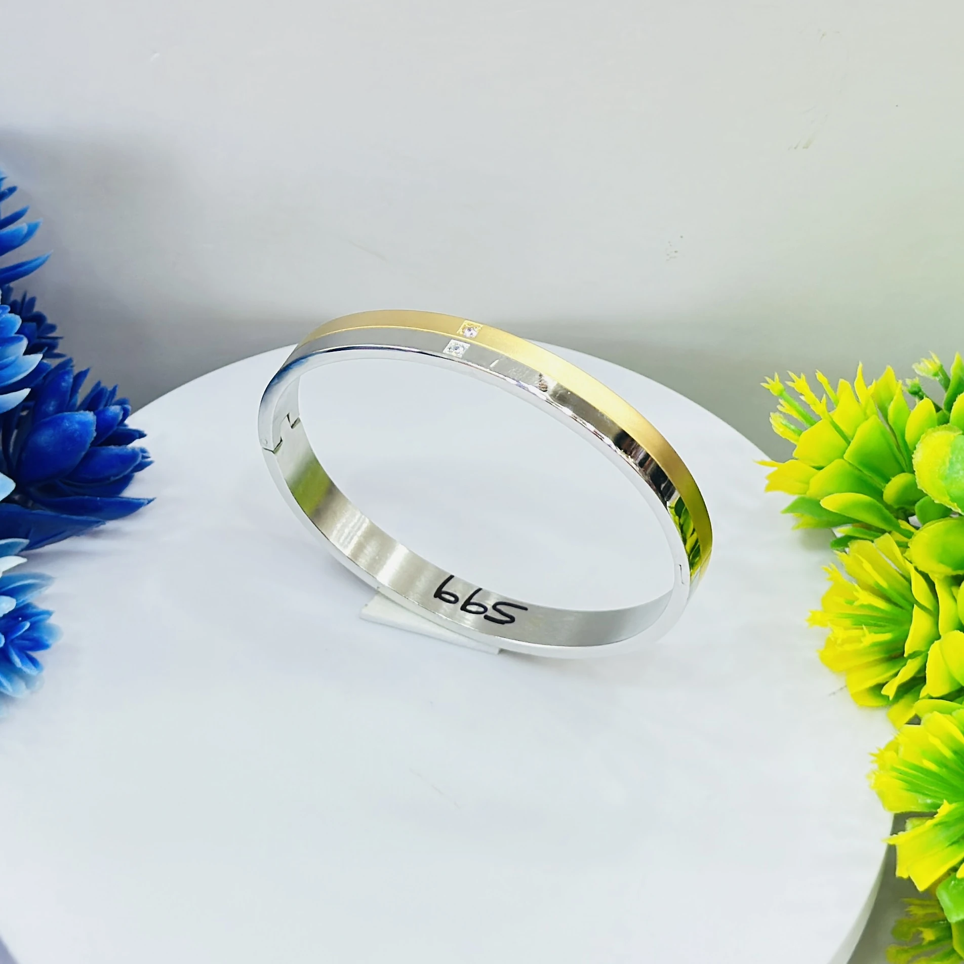 stylish two-tone kada is a stainless steel bracelet
