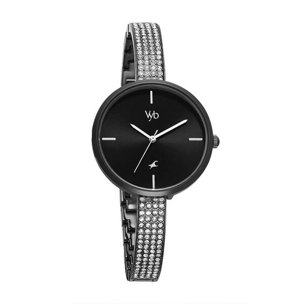 Fastrack Vyb Starlet Quartz Analog Black Dial Metal Strap Watch for Girls