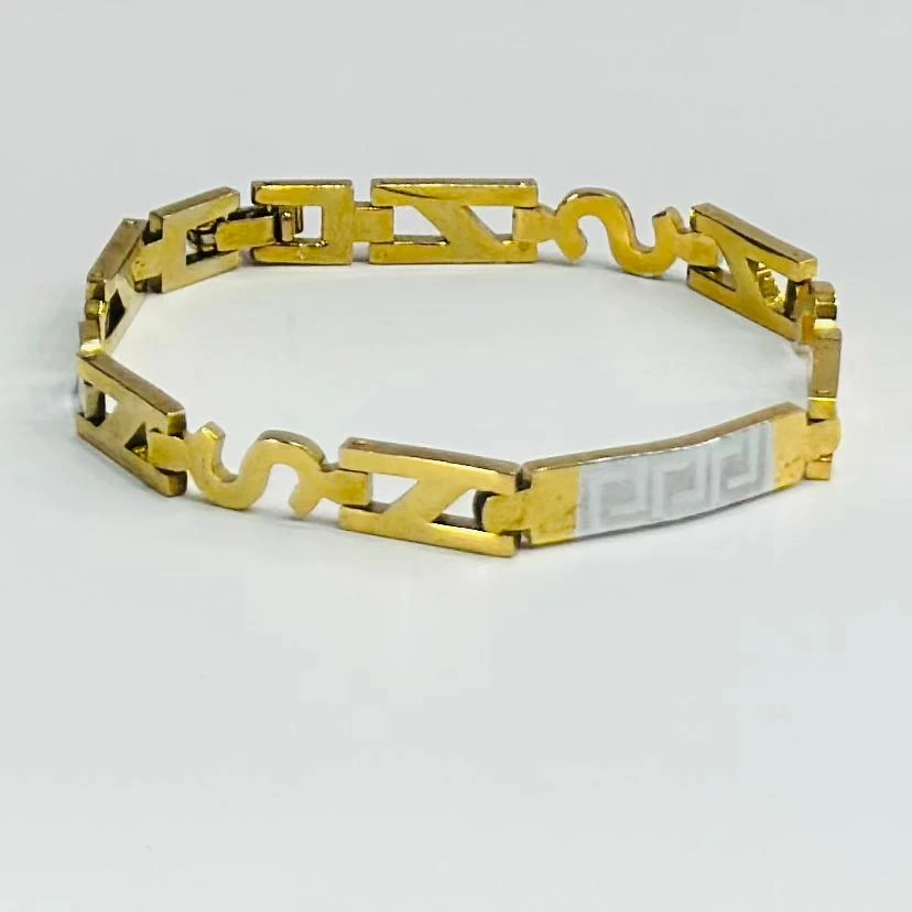 Stylish Design with Diamond Funky Design Gold Plated Bracelet for Men