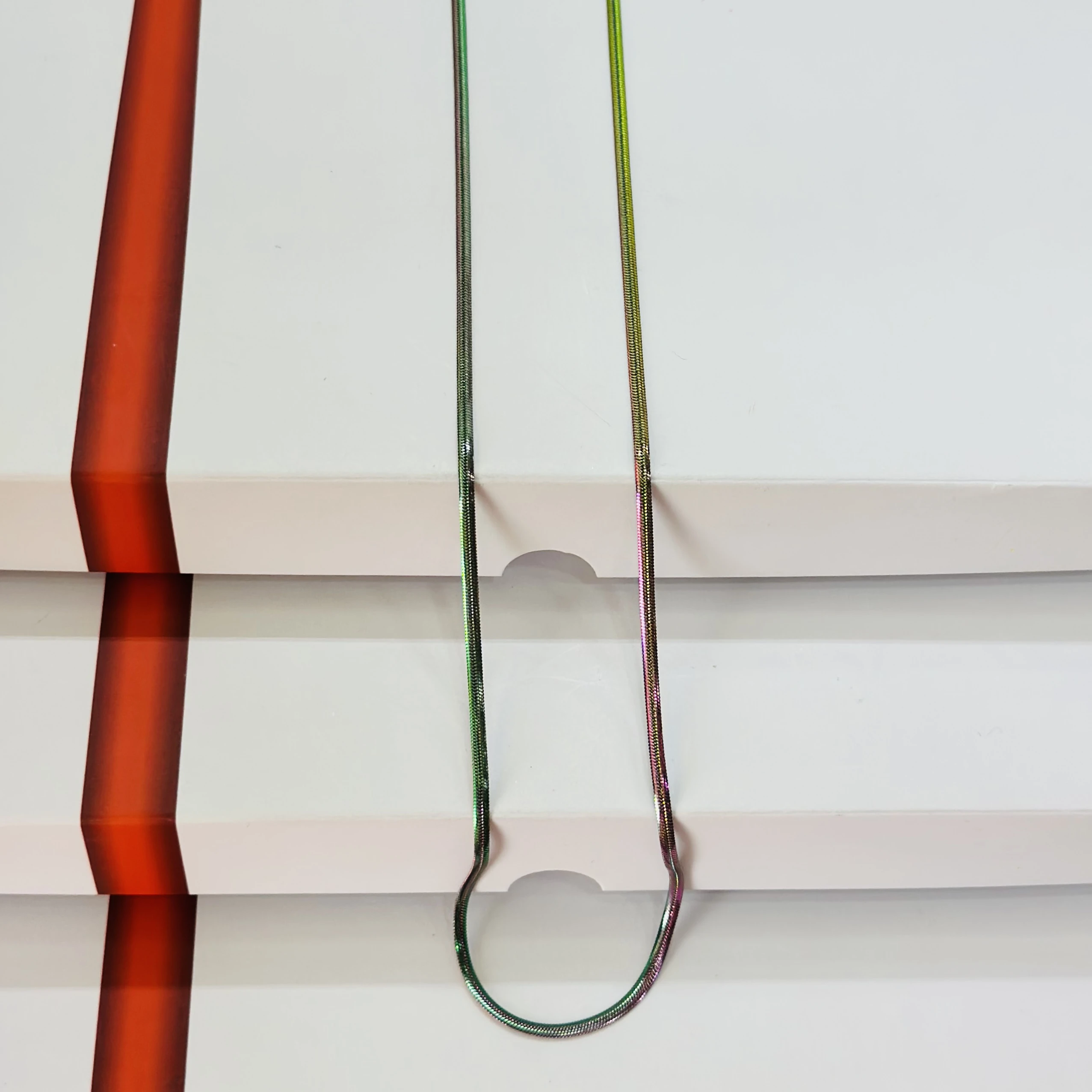Rainbow colored flat snake chain