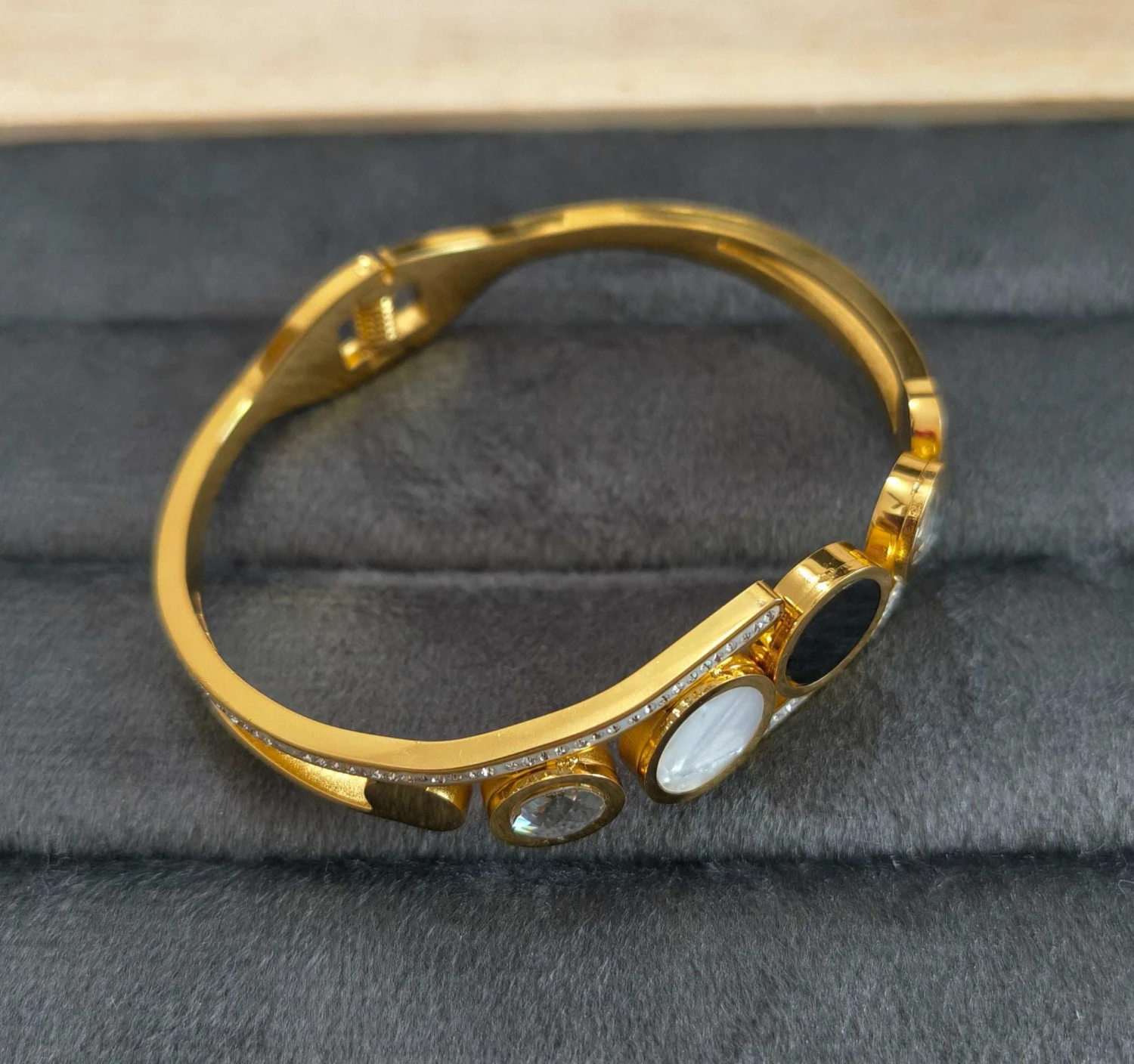 Gold plated stainless steel cuff bracelet