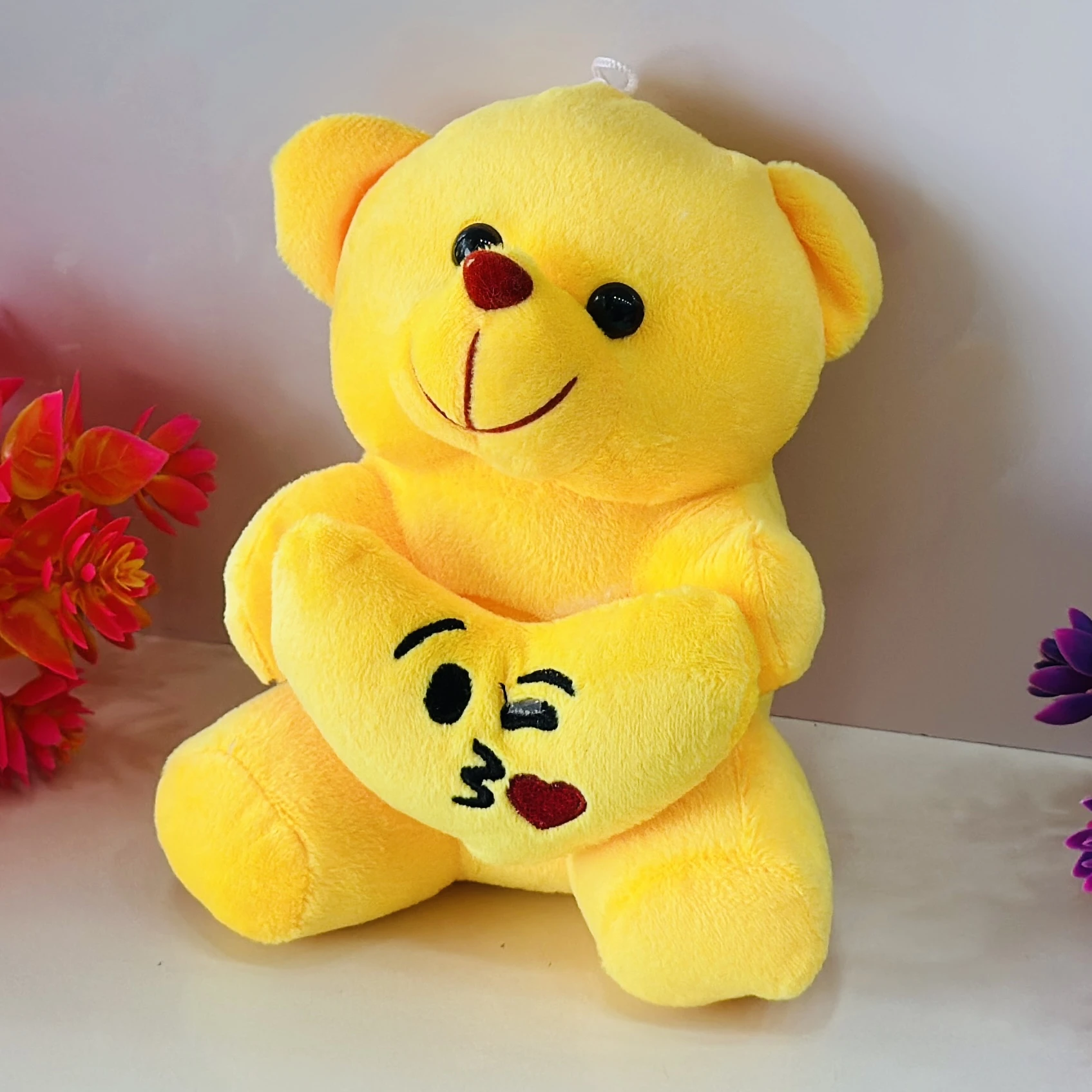 Yellow With Heart Teddy Bear