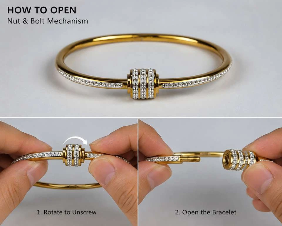 Gold plated stainless steel cuff bracelet