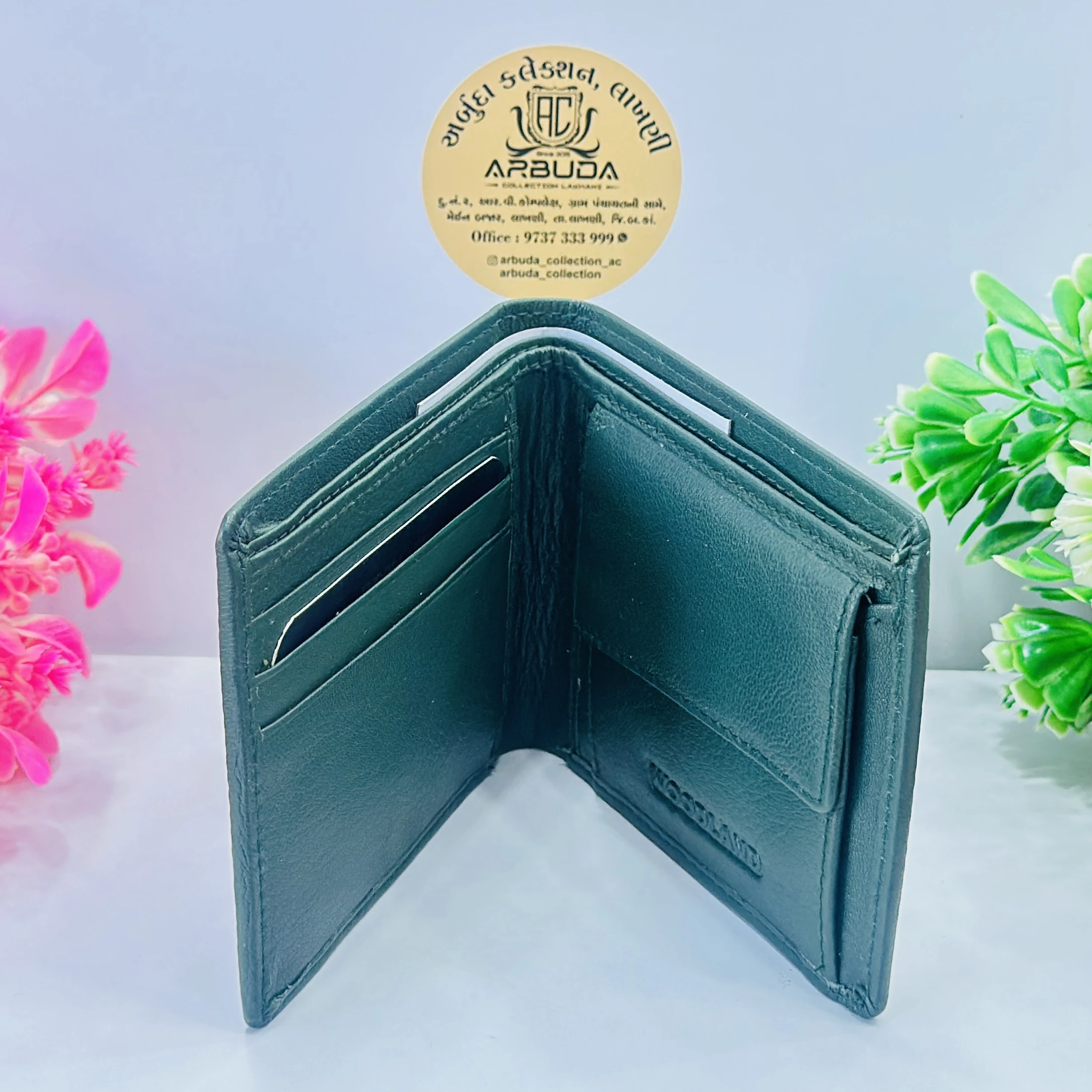 Woodland green bifold wallet