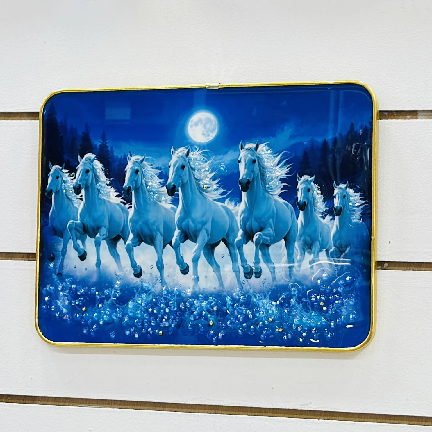 Reyal Seven Running White Horses Wall Painting…..W0PBB7