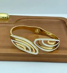 Gold plated stainless steel cuff bracelet