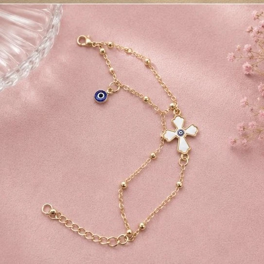 Gold -plated evil eye bracelet
