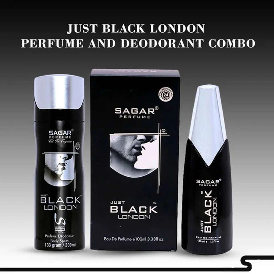Sagar Just Black London Perfume and Body Spray Combo.