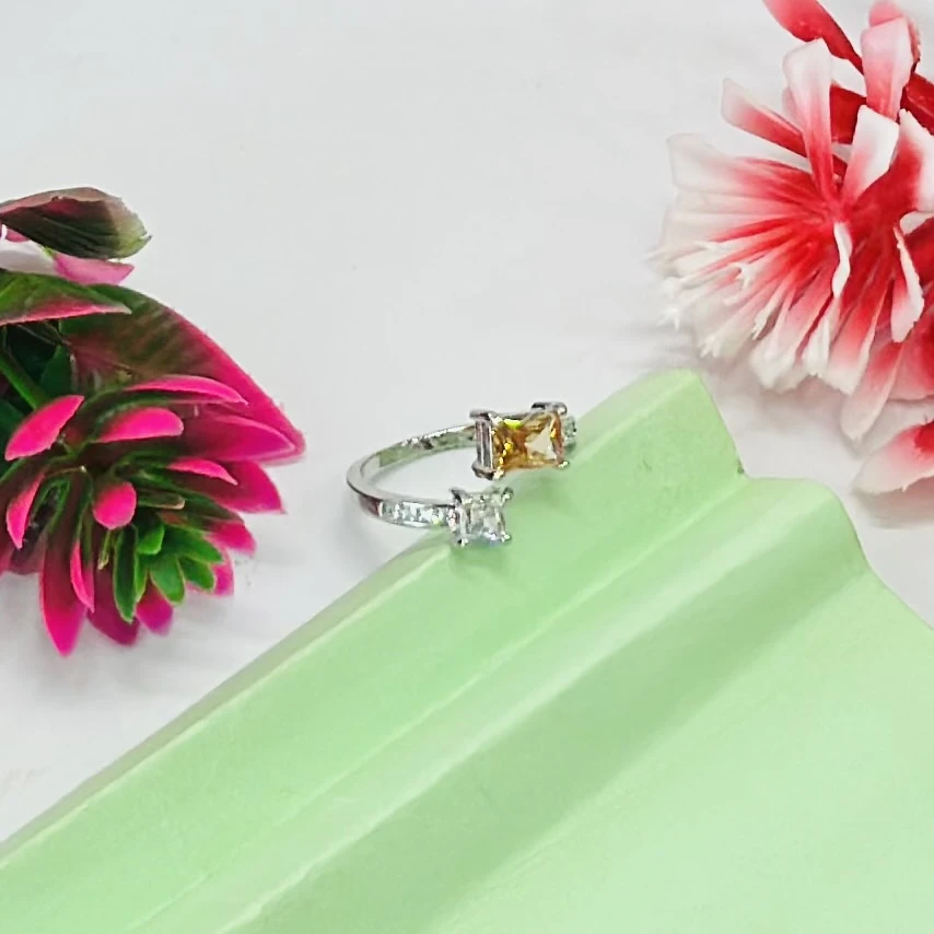 Sterling Forever Sterling Silver Canary 3 Stone Engagement Ring.