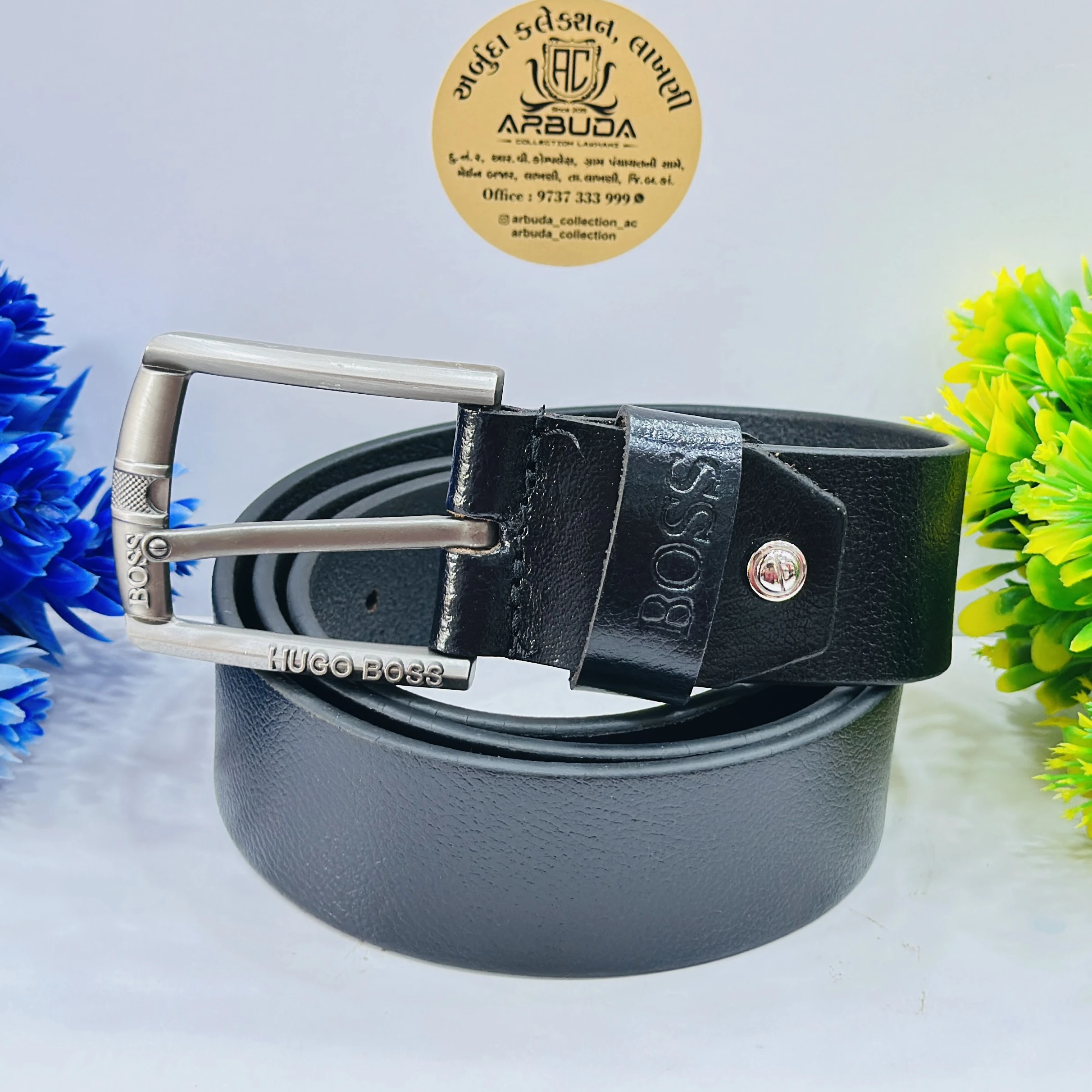 Black BOSS Simo GR leather belt