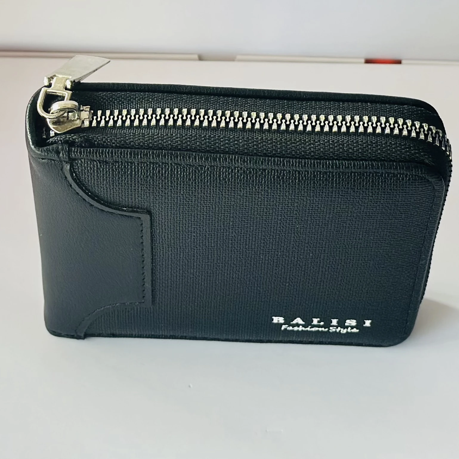 Black Balisi Fashion Style PU leather men's zip wallet.