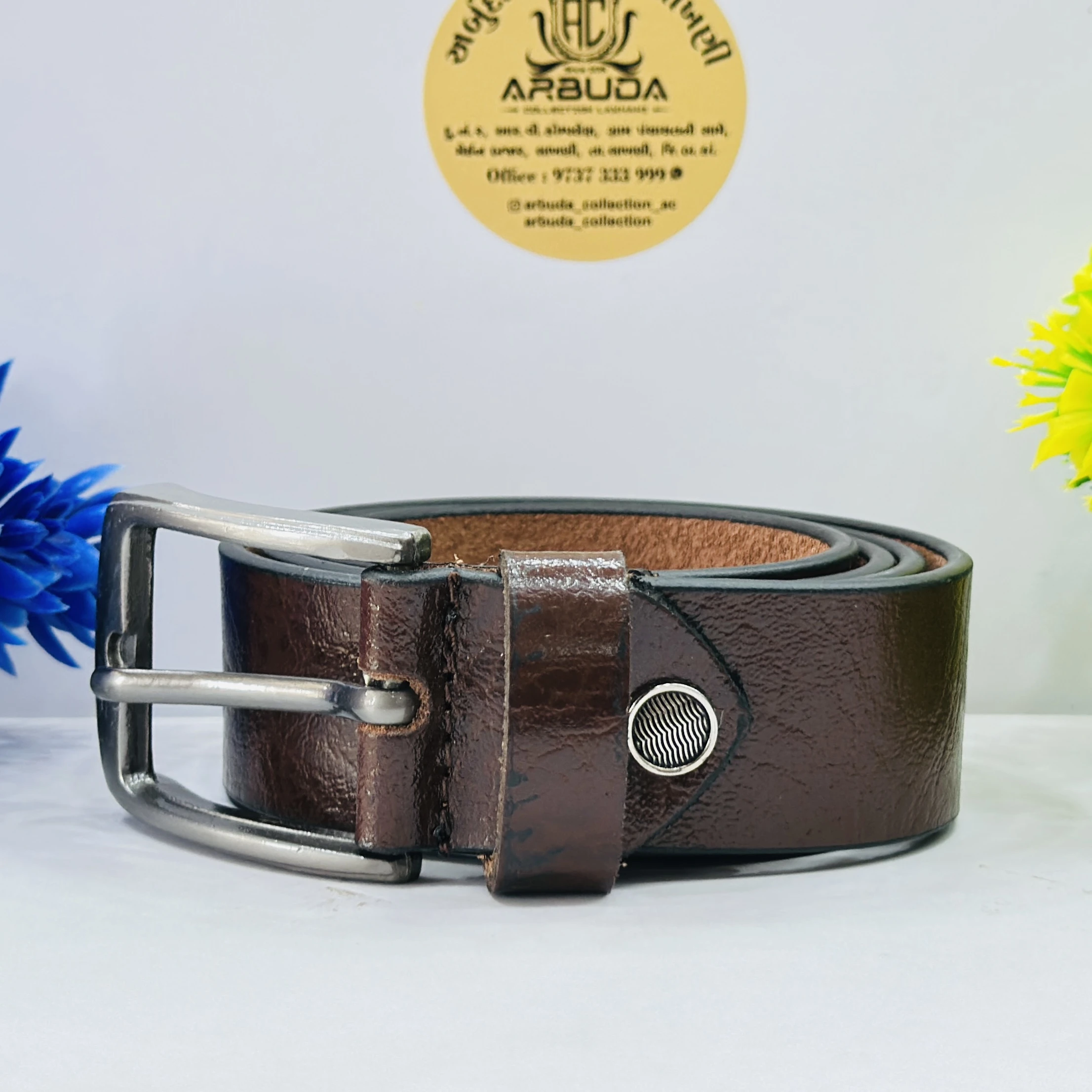 men's brown leather belt
